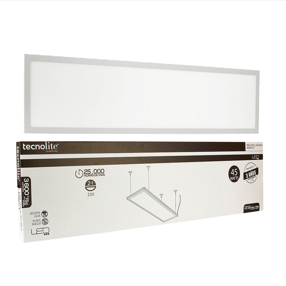 PANEL LED DOMUS II TECNOLITE PARA SUSPENDER O EMPOTRAR 45W LUZ BLANCA NEUTRA LED INTEGRADO
