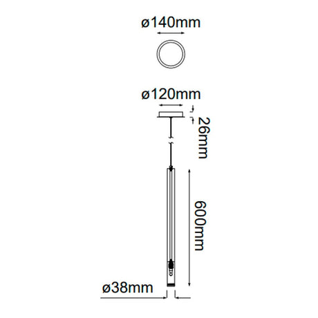LUM COLGANTE CILINDRO 1 LUZ MINHA PENDANT D60XH600MM 1XGU10 (NO INCLUIDO) CROMO QUOR