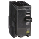INTERRUPTOR TERMOMAGNETICO QO220 2X20A ENCHUFABLE 10KA 120-240V SCHNEIDER ELECTRIC *** OFRECER BTN2/20 ***