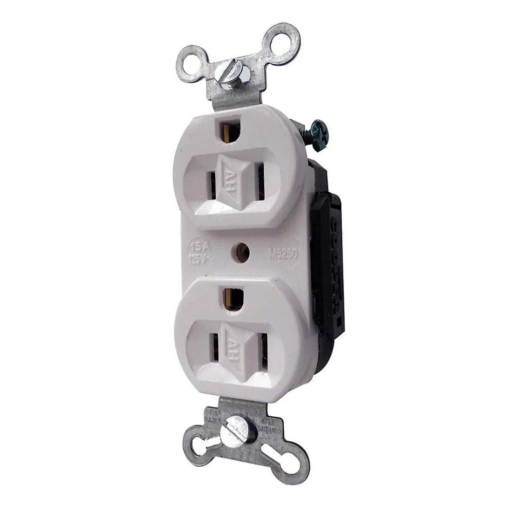 RECEPTACULO DUPLEX 15A/125V. BLANCO ENTRADA RECTA NEMA 5-15 M5250B ARROW HART