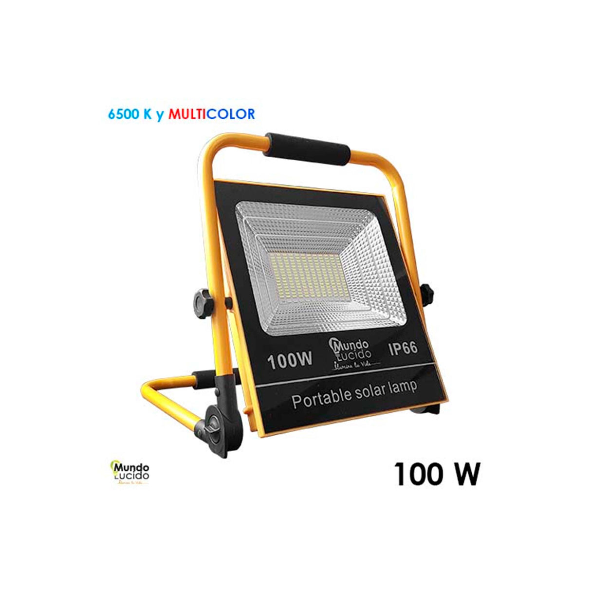 REFLECTOR PORTABLE SOLAR 100W MULTICOLOR T CARGA 5-6H IP66 MUNDO LUCIDO