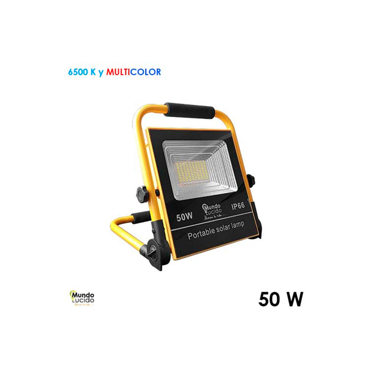 REFLECTOR PORTABLE SOLAR 50W MULTICOLOR T CARGA 5-6H IP66 MUNDO LUCIDO