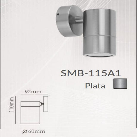 LUMINARIO RESIDENCIAL SOBREPONER PARA INTERIOR PLATA 35W/GU10 IP44 BASE GU10 NO INCLUIDA