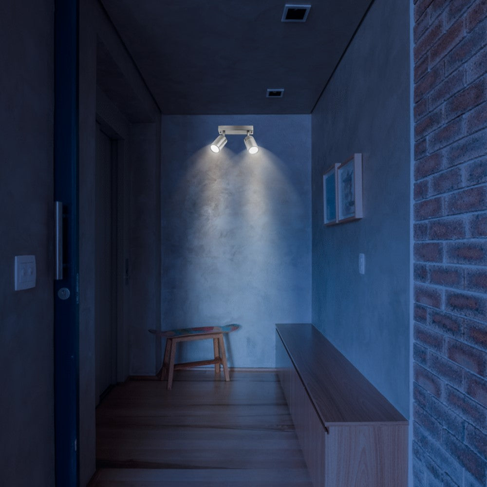 LUMINARIO RESIDENCIAL PARA INTERIOR A TECHO PLATA 70W/2XGU10 IP44 BASE GU10 NO INCLUIDA