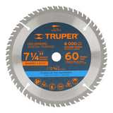 DISCO SIERRA 7-1/4" PARA MADERA 60 DIENTES CENTRO 5/8" ST-760 18324 TRUPER