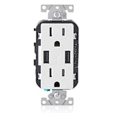 RECEPTACULO DUPLEX DECORA TAMPER RESISTANT 2 PTOS USB 3.6A 15A 125V 2P3H BCO S/ PLACA