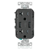 RECEPTACULO DUPLEX DECORA TR 2 PTOS USB 3.6A 20A 125V 2P3H NEGRO