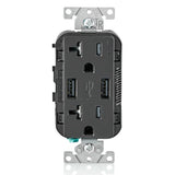 RECEPTACULO DUPLEX DECORA TR 2 PTOS USB 3.6A 20A 125V 2P3H NEGRO ***HAE***