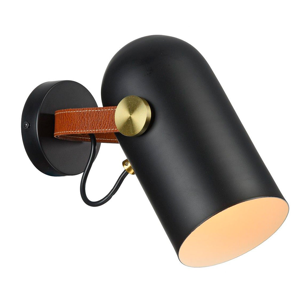 LUMINARIA DE PARED NEGRO/PIEL 1X60W. NAVIS