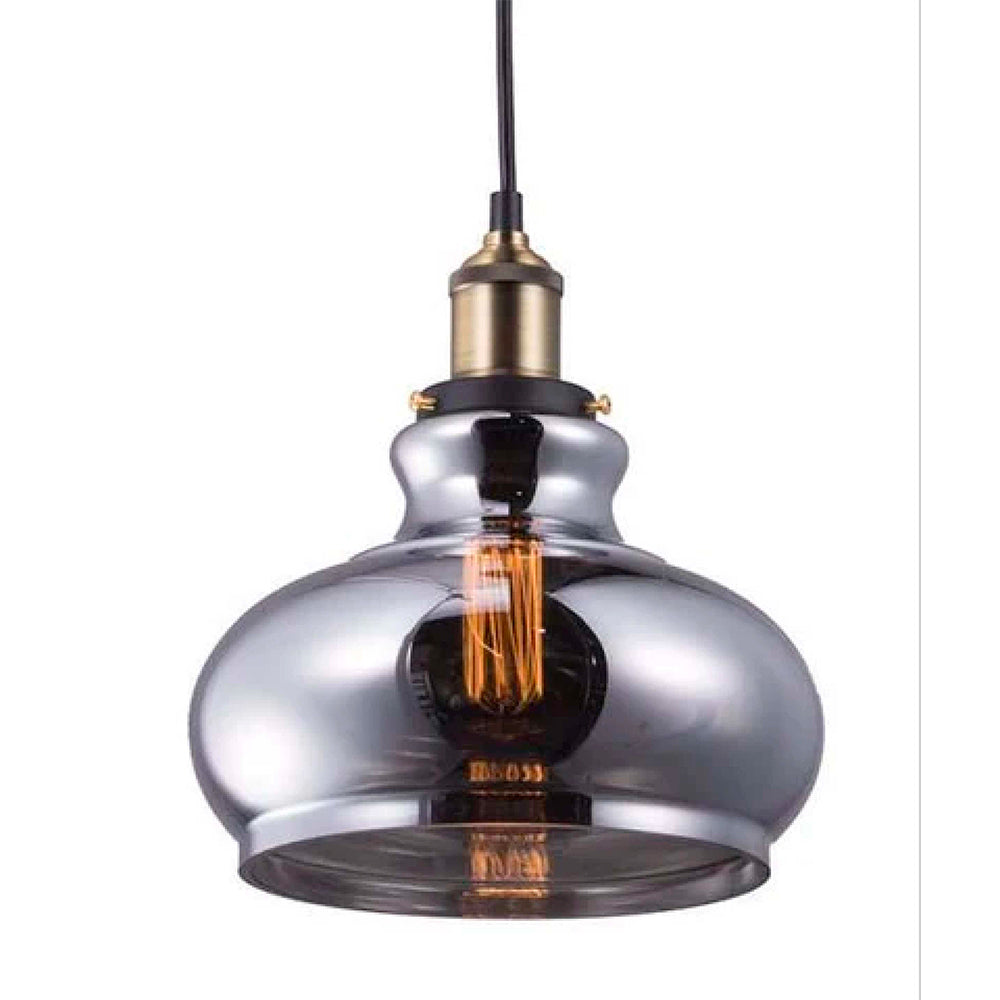 LUMIN. COLGANTE CRISTAL HUMO/ANTIQUE 1X60W VETRO ***HAE2025***