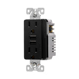 RECEPTACULO DUPLEX CON 2 PUEROS USB 3.1AMP COLOR NEGRO MCA ARROW HART
