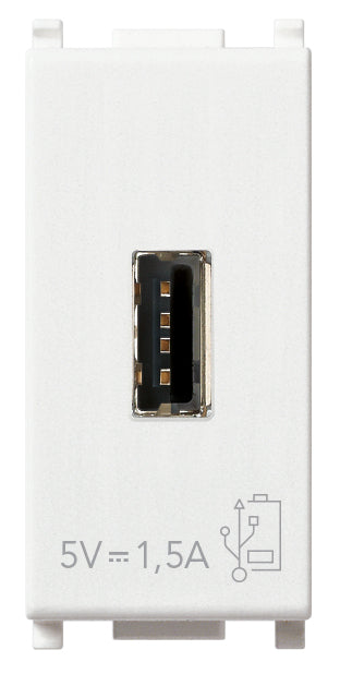 UNIDAD ALIMENTACION USB 5V. 1.5A. 1  MOD. 120-240V. BLANCO PLANA VIMAR