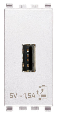 UNIDAD ALIMENTACION USB 5V. 1.5A. 1 MOD. 120-240V. BLANCO EIKON VIMAR