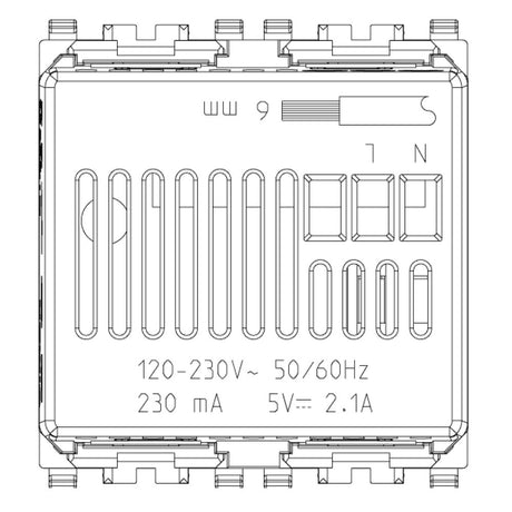 CARGADOR USB 2 MOD. GRIS 5V-2.1A V20295 EIKON VIMAR