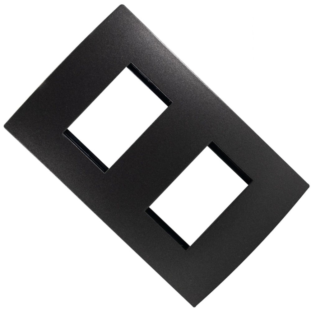 PLACA 2 MODULOS ANODIZADO OSCURO MODULAR ULTRA LEVITON