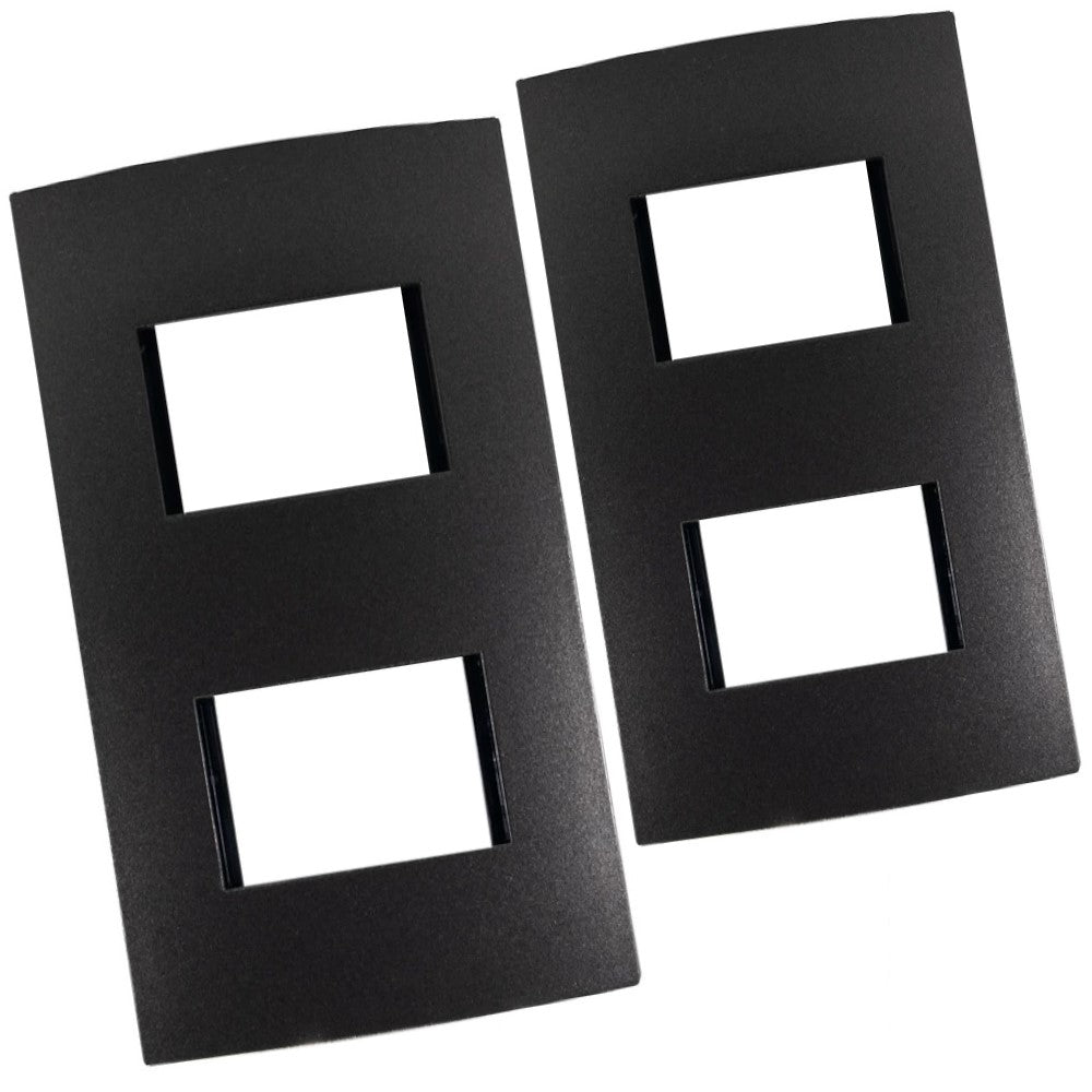 PLACA 2 MODULOS ANODIZADO OSCURO MODULAR ULTRA LEVITON