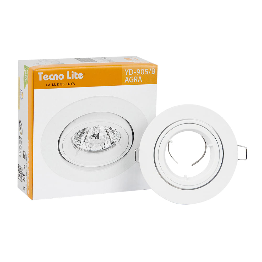 LÁMPARA DE INTERIOR EMPOTRABLE AGRA TECNOLITE BASE GX5.3 BLANCO