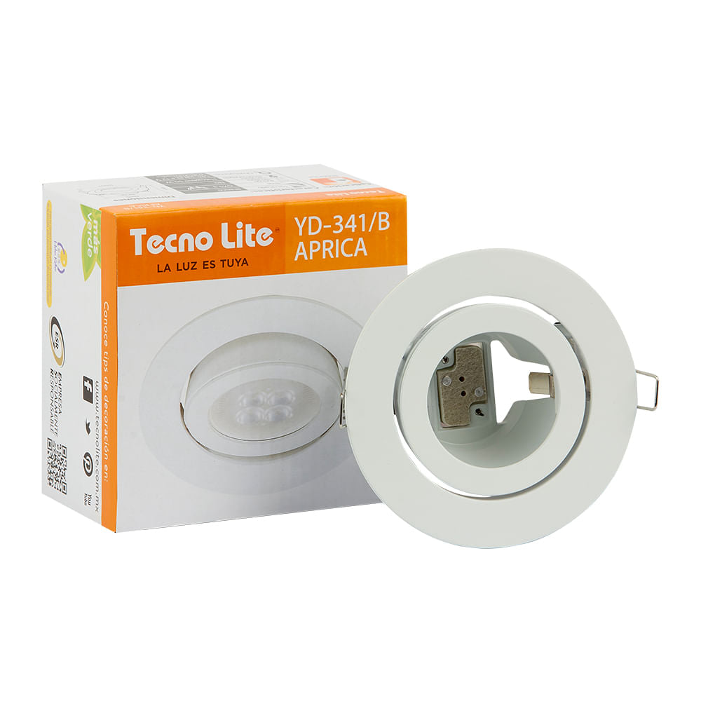 LAMPARA EMPOTRABLE DOWNLIGHT DIRIGIBLE POTENCIA MAX. 50 W BASE GX5.3 FOCO MR16 NO INCLUIDO YD-341/B
