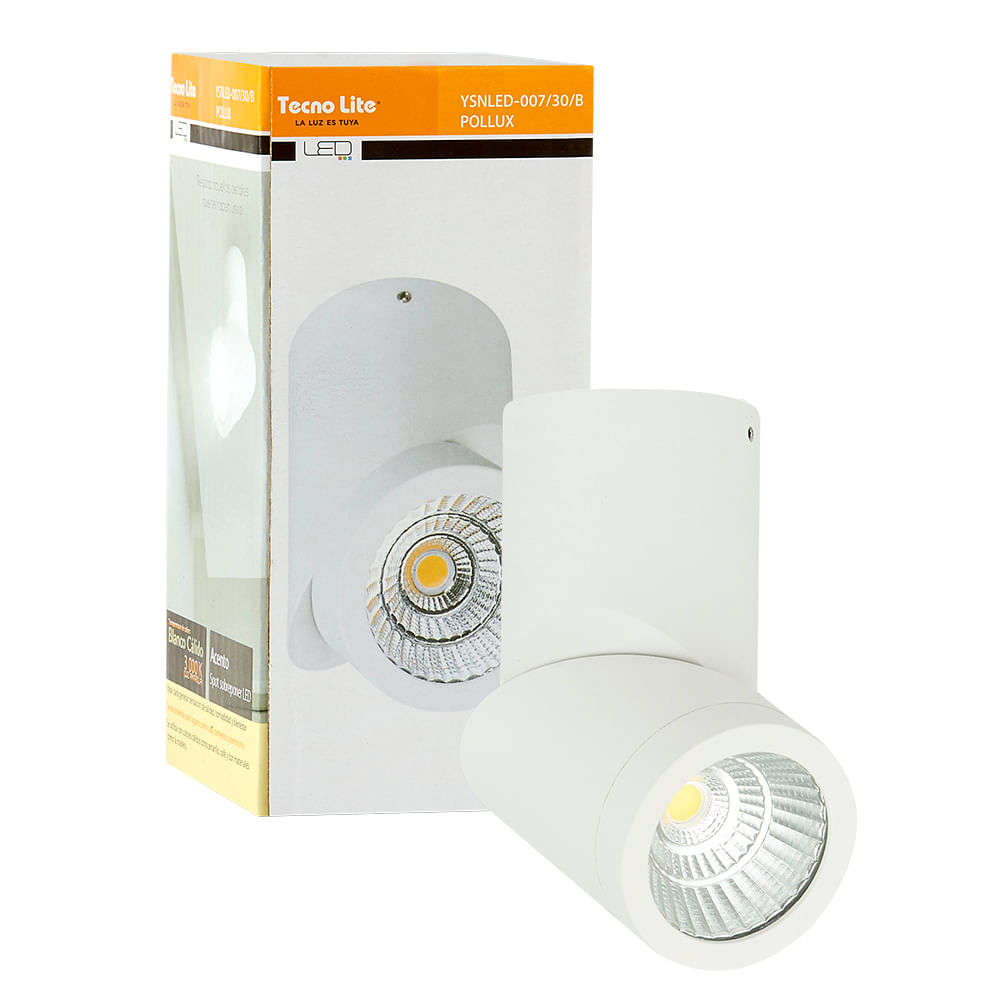 LÁMPARA DE INTERIOR LED POLLUX TECNOLITE SPOT DIRIGIBLE LED INTEGRADO BLANCO